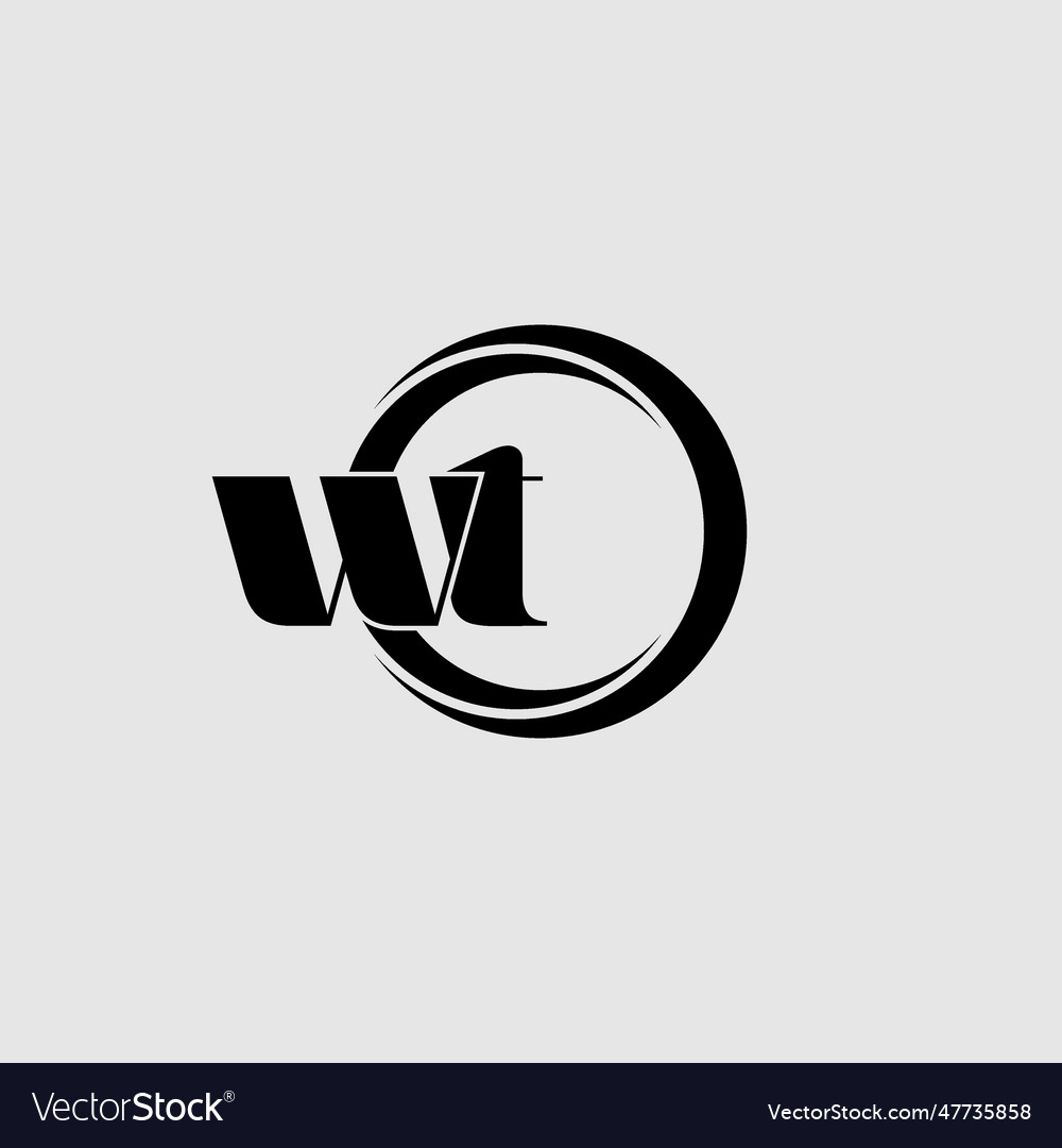 Letters wt simple circle linked line logo Vector Image Letters wt simple circle linked line logo