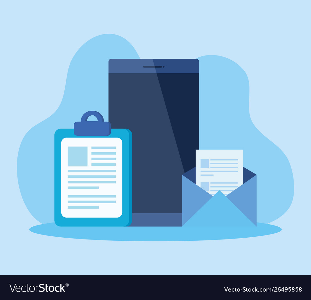 Smartphone technology with document report vector image Smartphone technology with document report