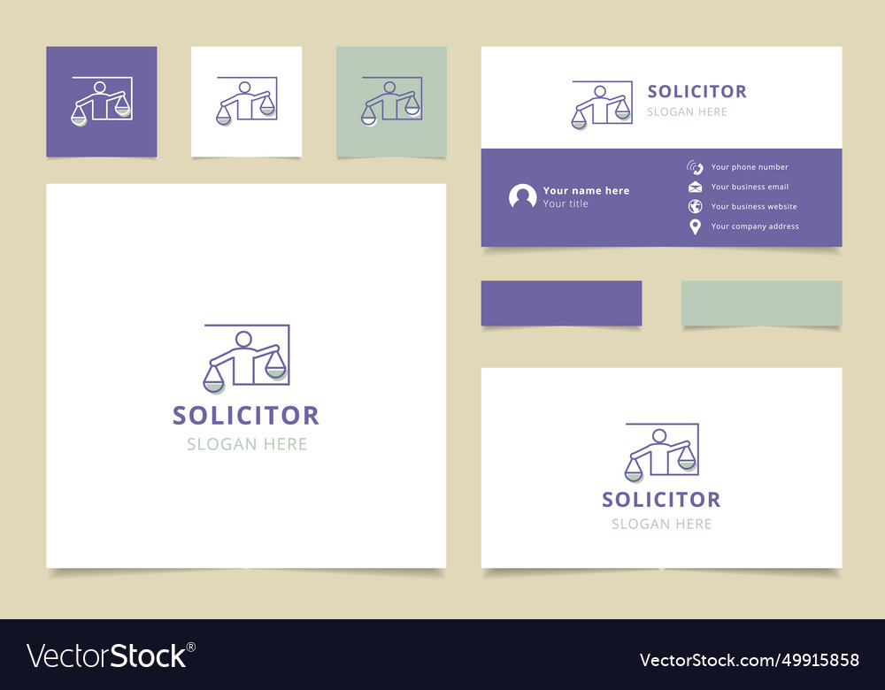 Solicitor logo brand business card branding book Vector Image