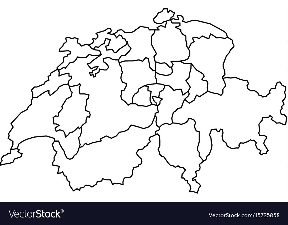 Schweiz mit Kanton schwarzer Kontur
