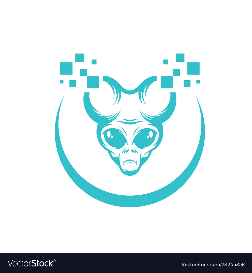 Tech alien logo design template