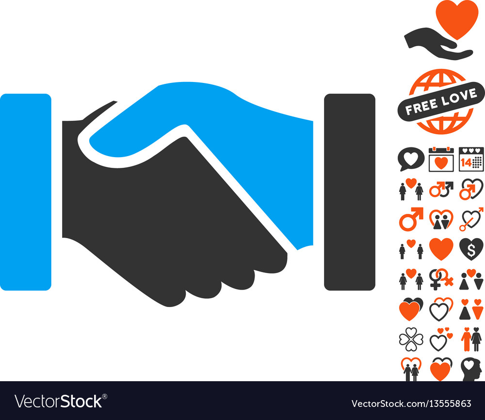 Acquisition handshake icon with dating bonus