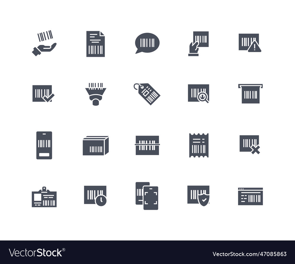 Bar code black icons set vector image Bar code black icons set