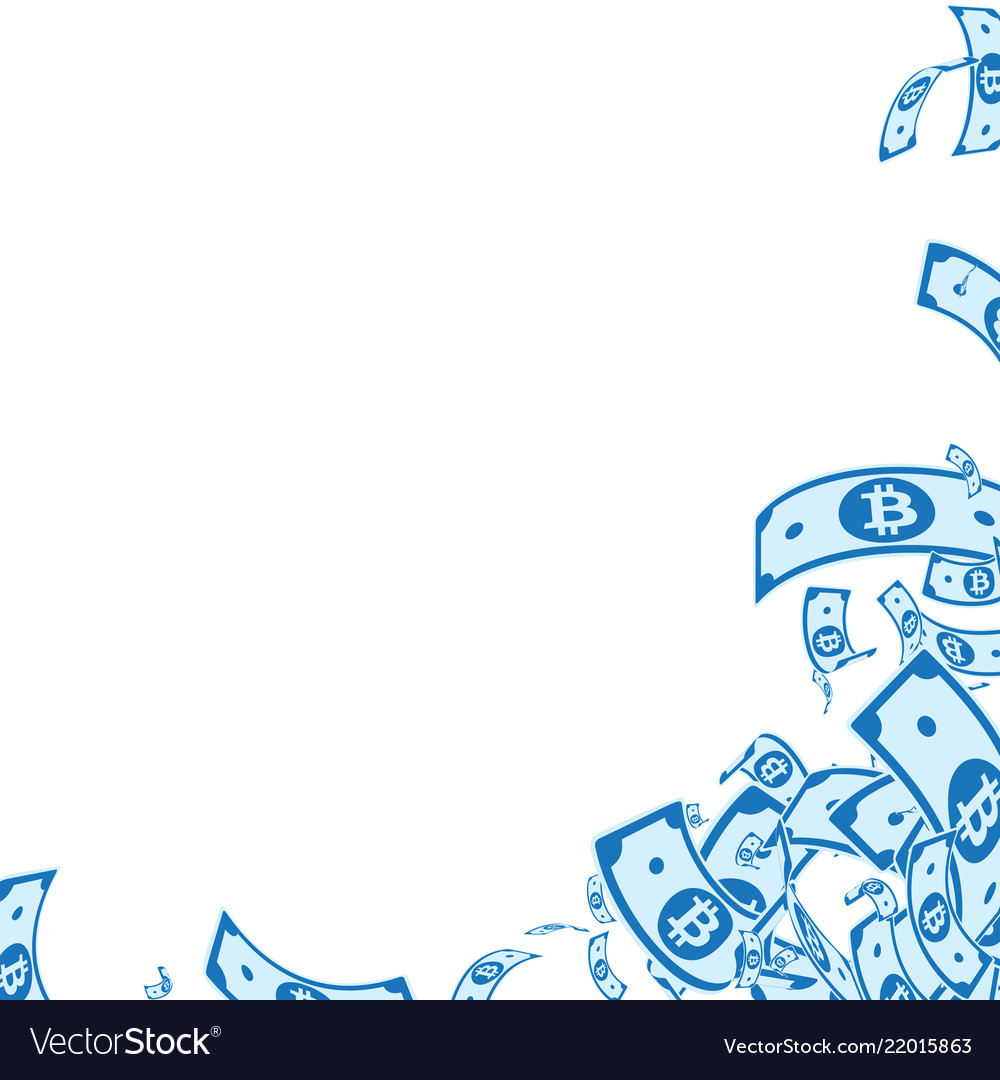 Bitcoin internet currency notes falling vector image Bitcoin internet currency notes falling