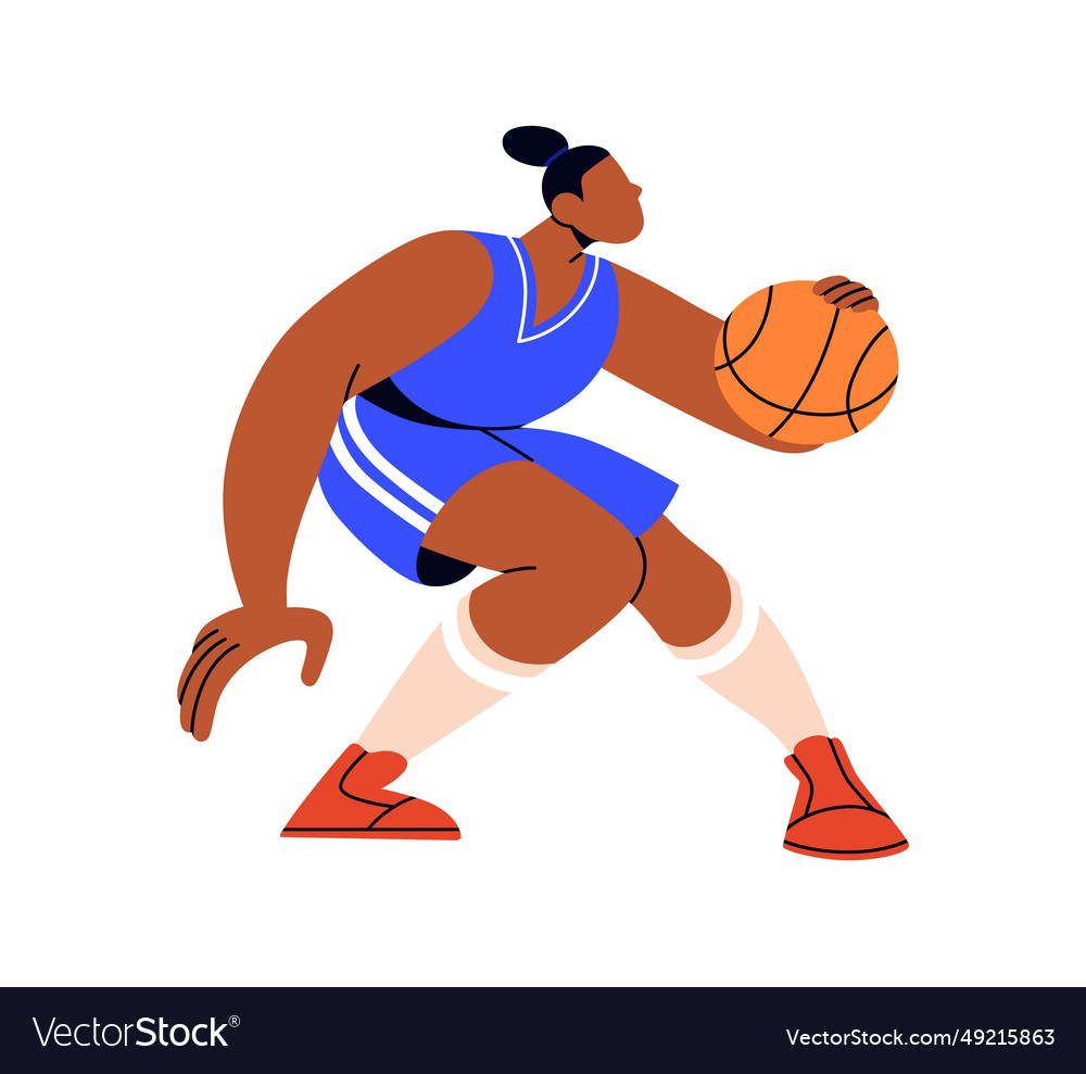 Black woman basketball player playing sports game Vector Image