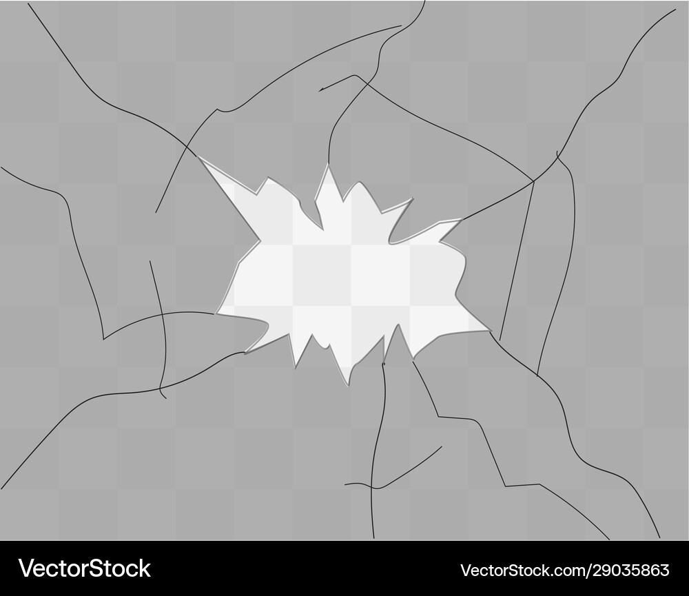Broken glass cracks bullet marks on glass Vector Image