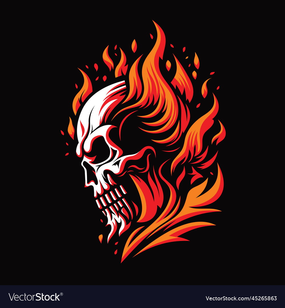 Burning human skull logo sign Royalty Free Vector Image