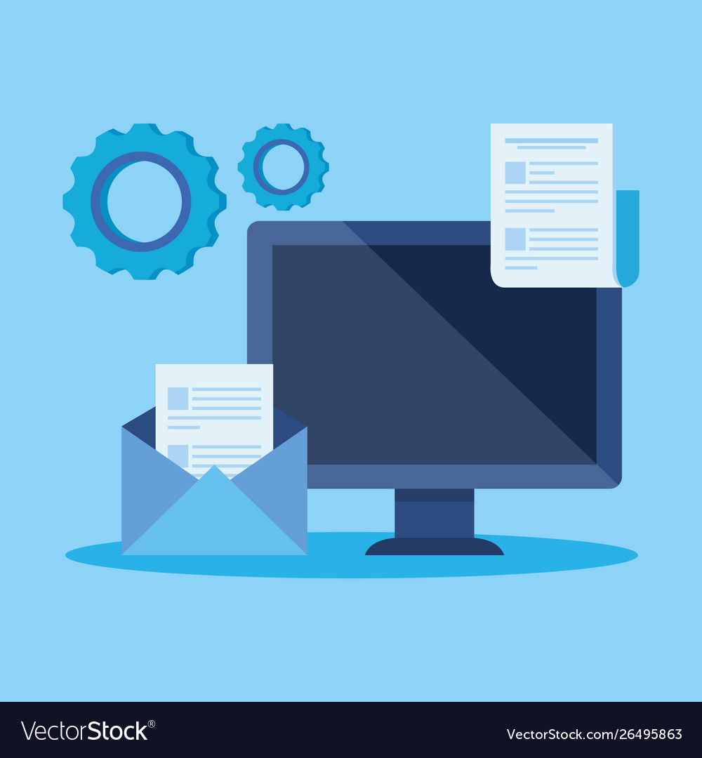 Computer technology with letter and document Vector Image Computer technology with letter and document