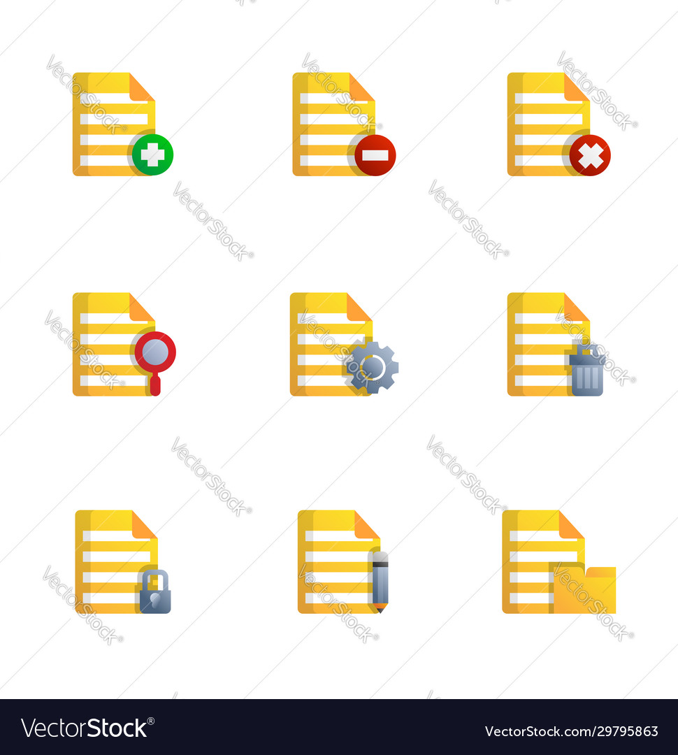 Document icons set flat design vector image Document icons set flat design