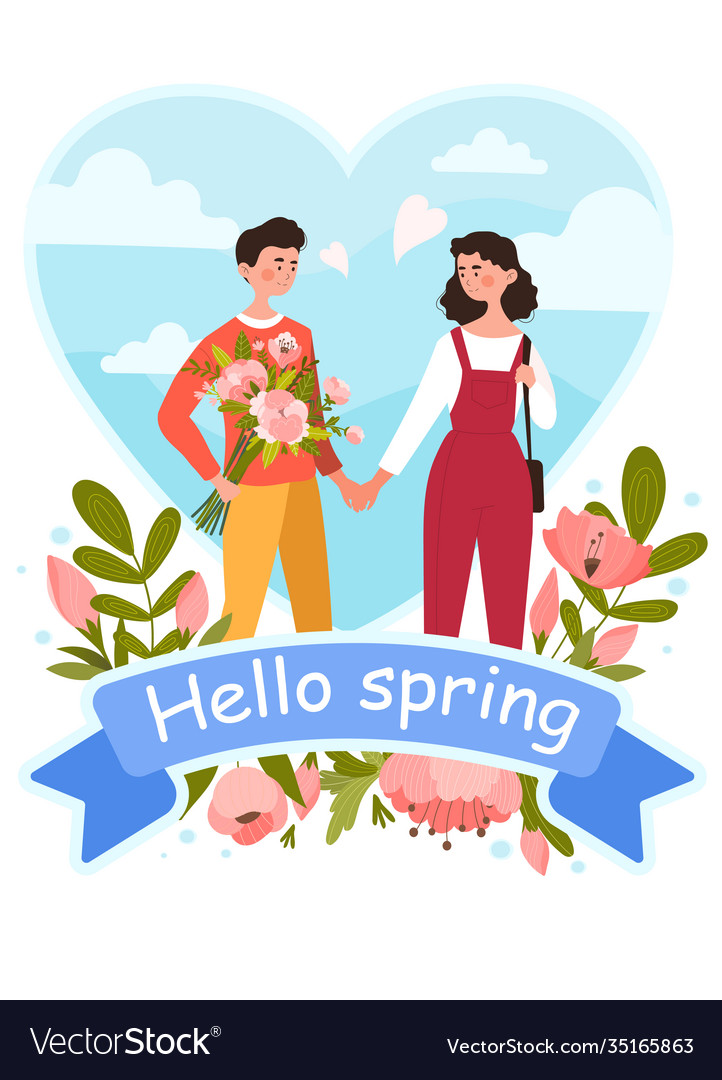 Hello spring text concept