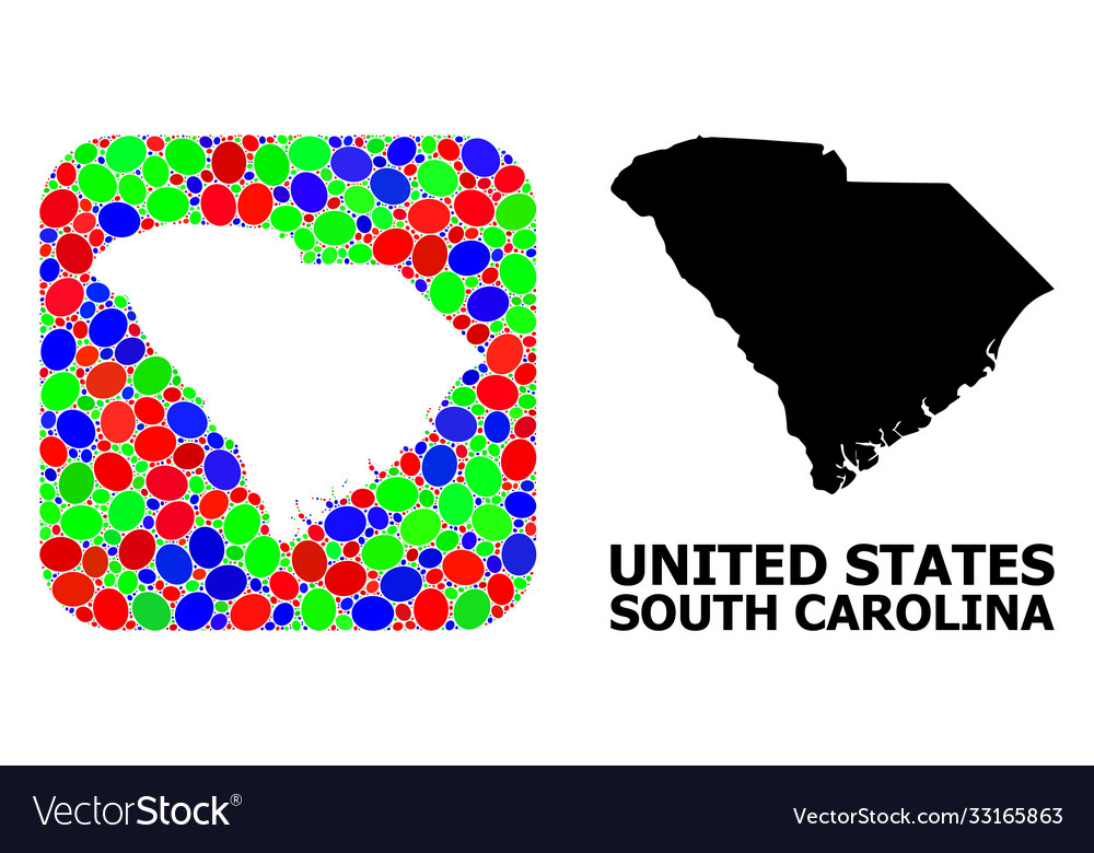 Mosaic hole and solid map south carolina state