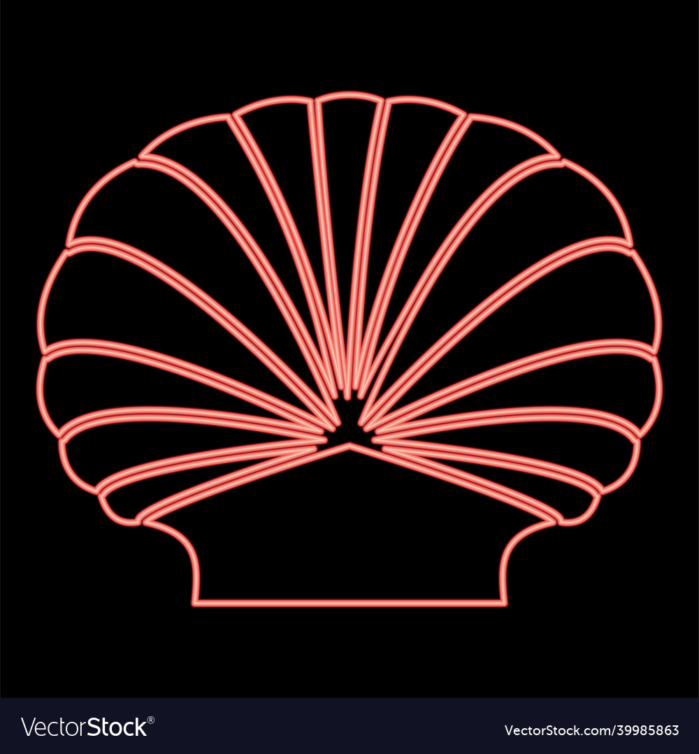 Neon shell red color flat style image