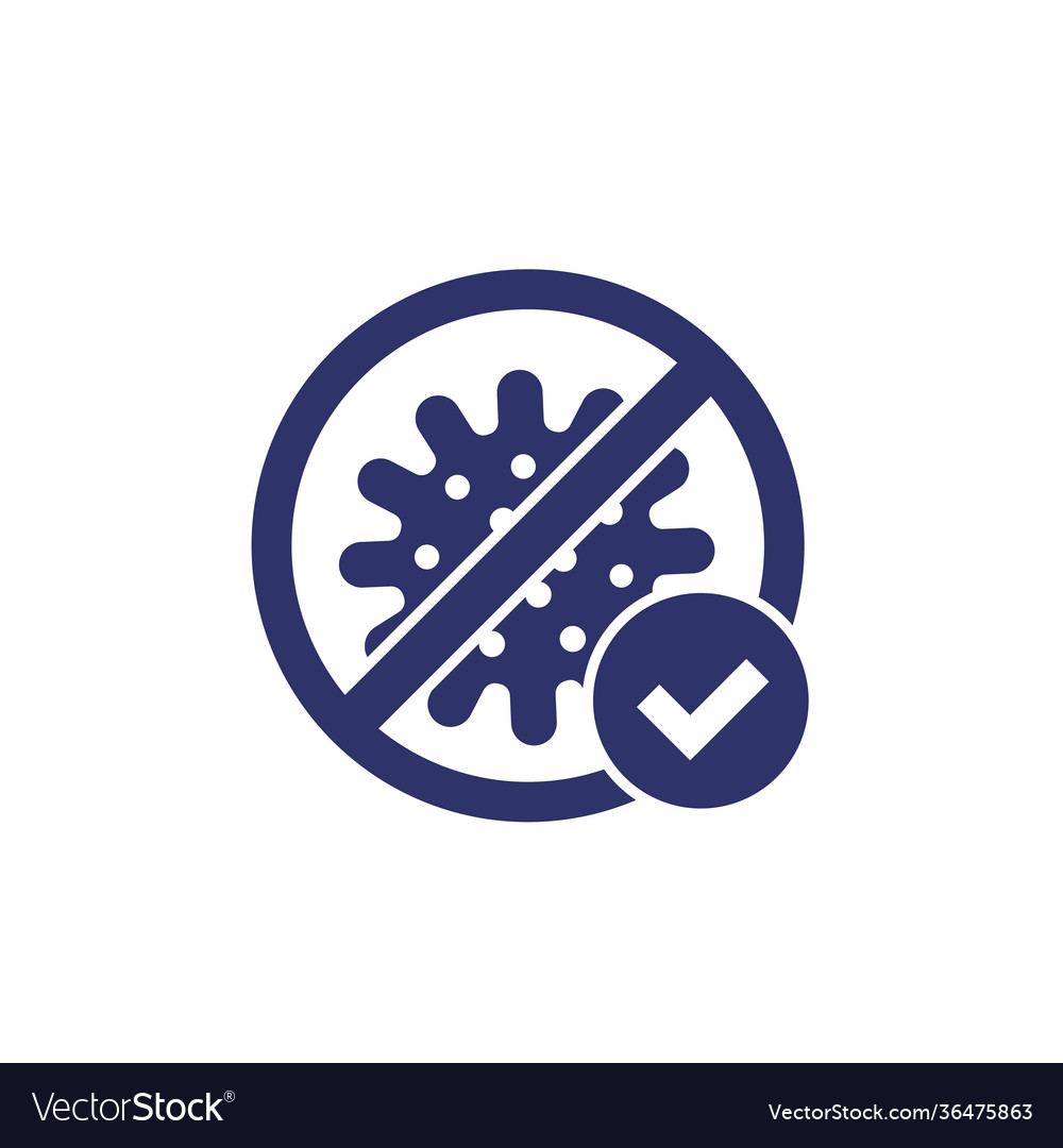 No virus bacteria icon with check mark