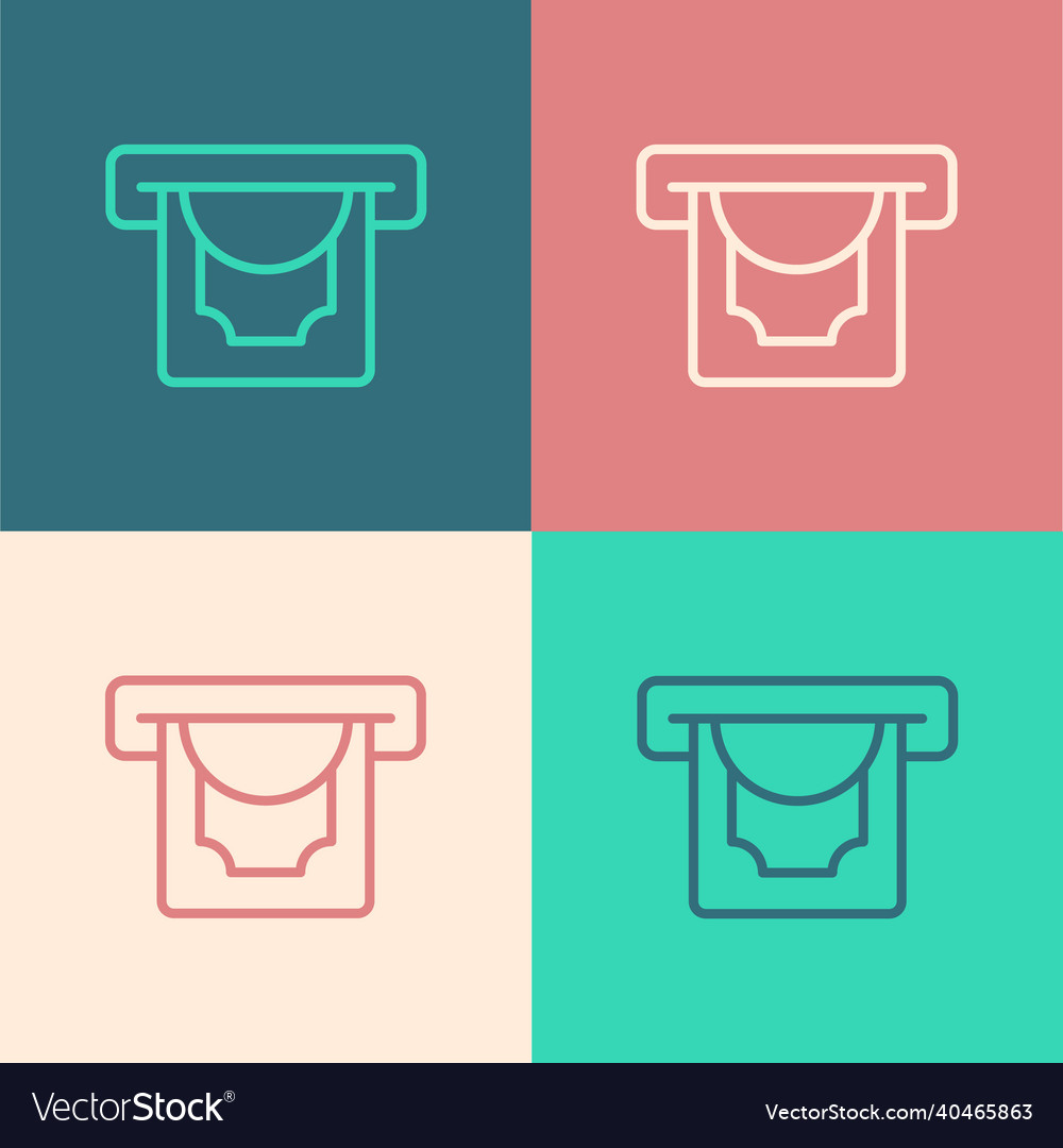 Pop art line atm - automated teller machine vector image Pop art line atm - automated teller machine