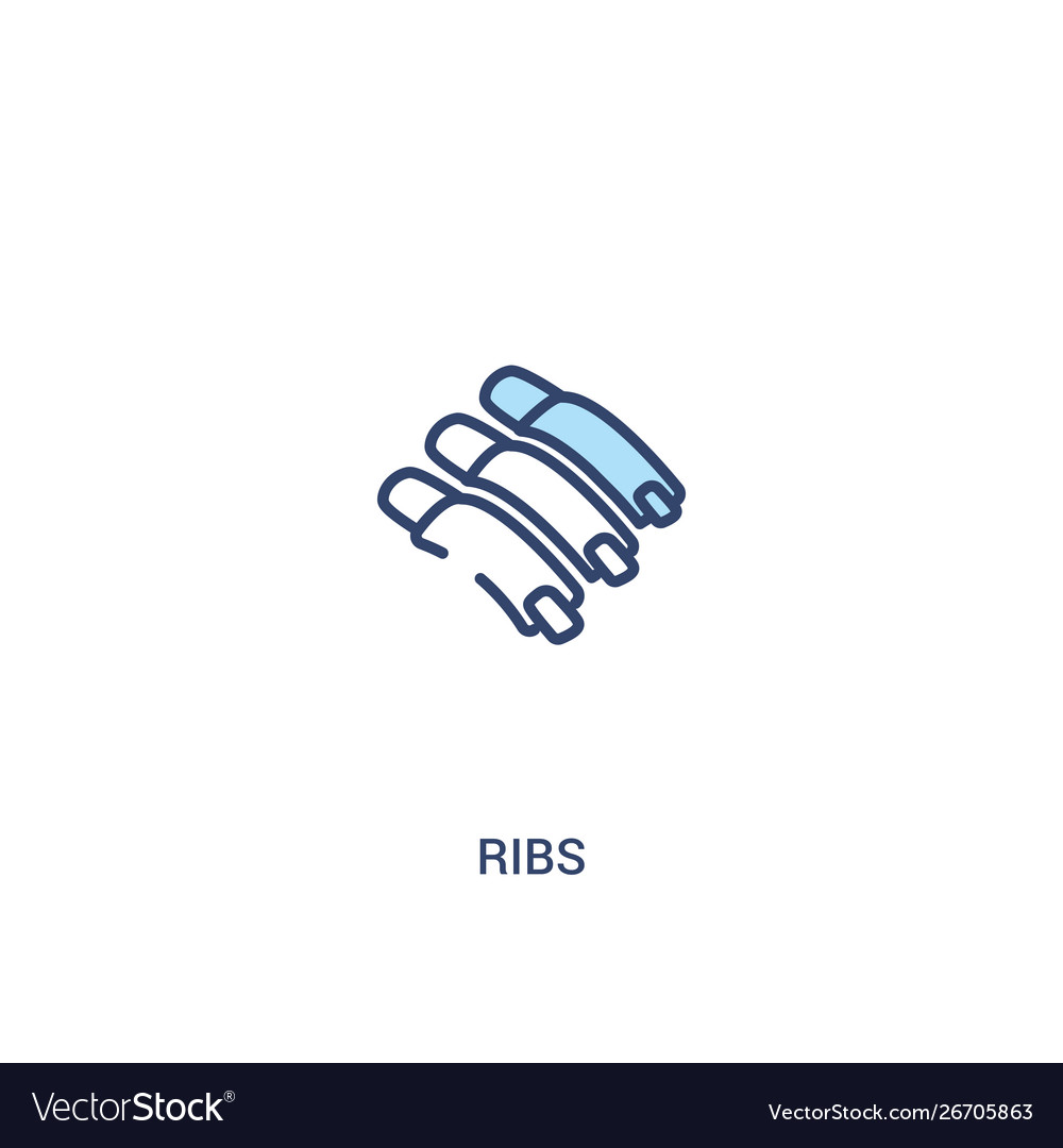 Ribs concept 2 colored icon simple line element vector image Ribs concept 2 colored icon simple line element
