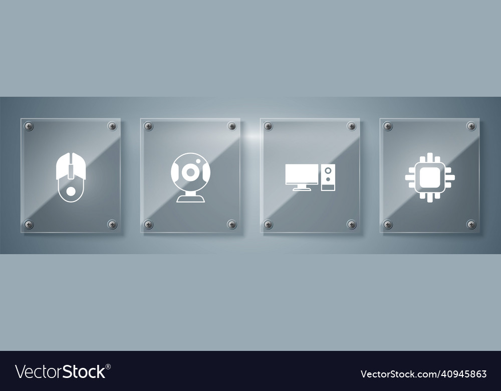 Set processor with cpu computer monitor web vector image Set processor with cpu computer monitor web