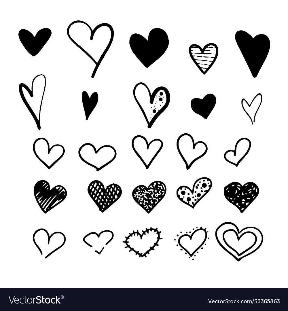 Set stylized hearts Royalty Free Vector Image - VectorStock