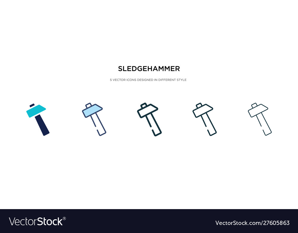 Sledgehammer icon in different style two colored