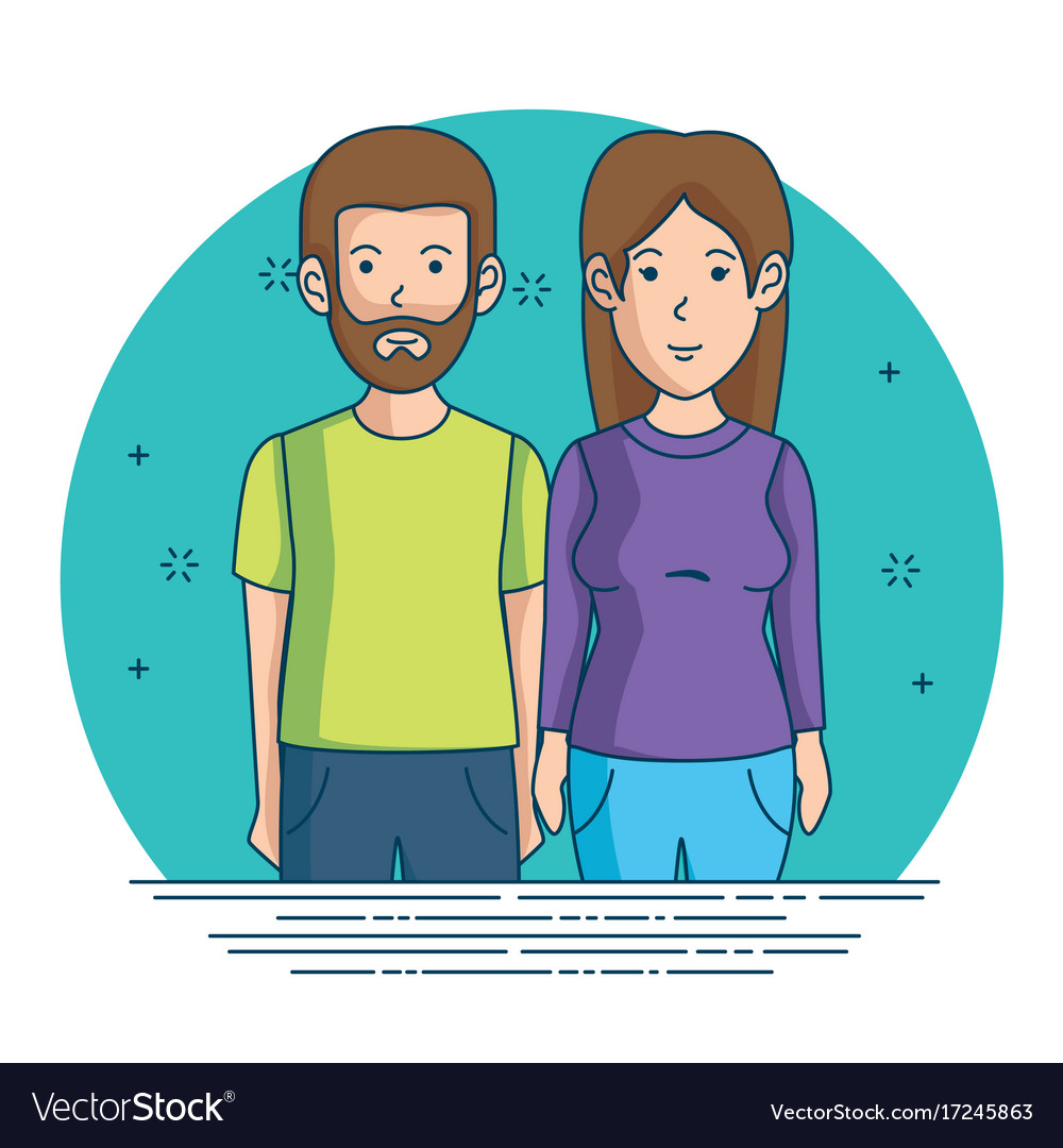 Woman and man character avatar people