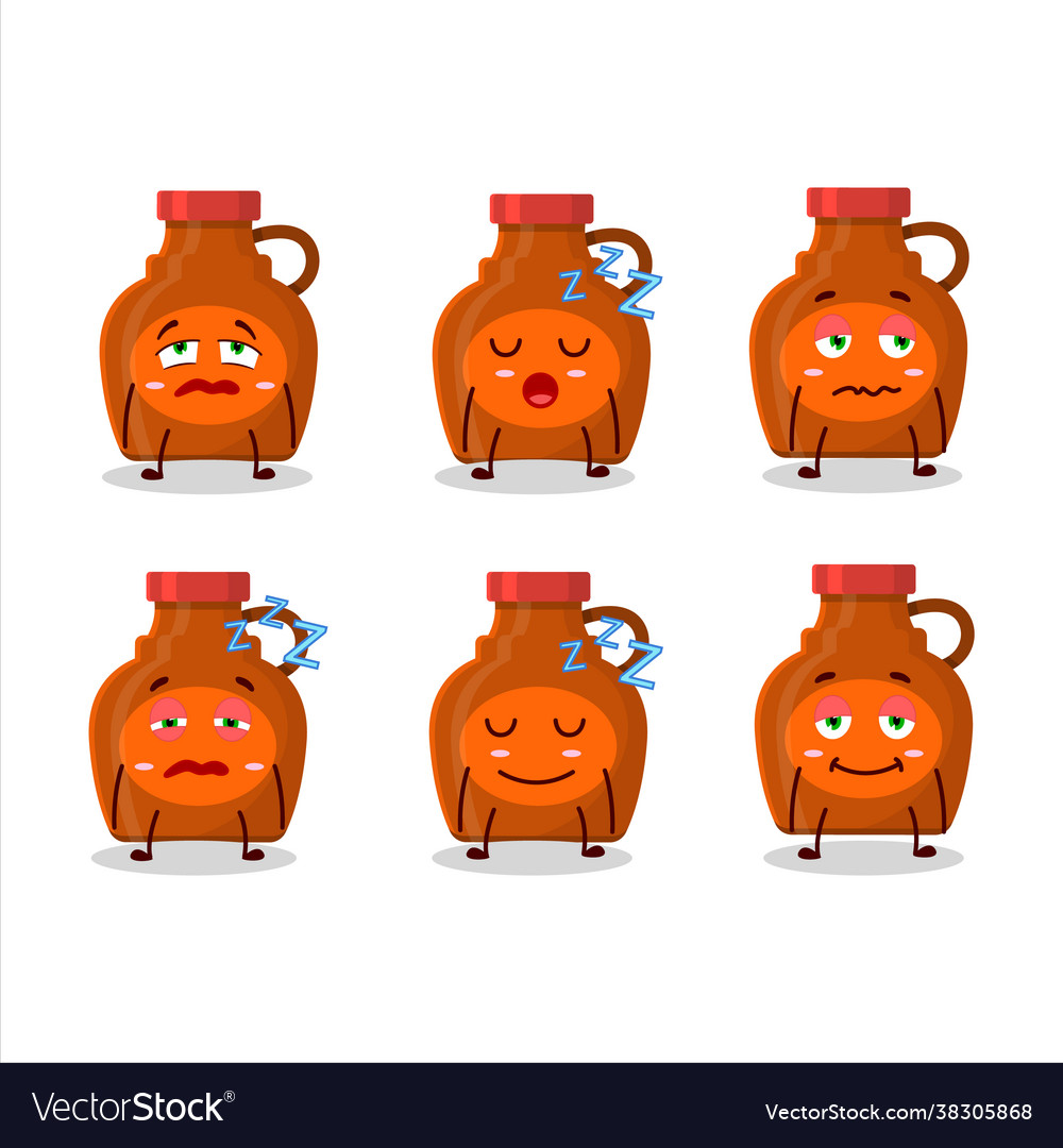 Character maple syrup with sleepy expression