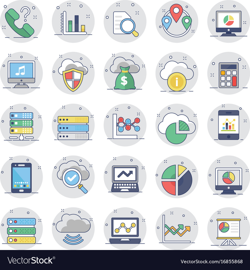 Cloud Computing Icons - Flat Colored