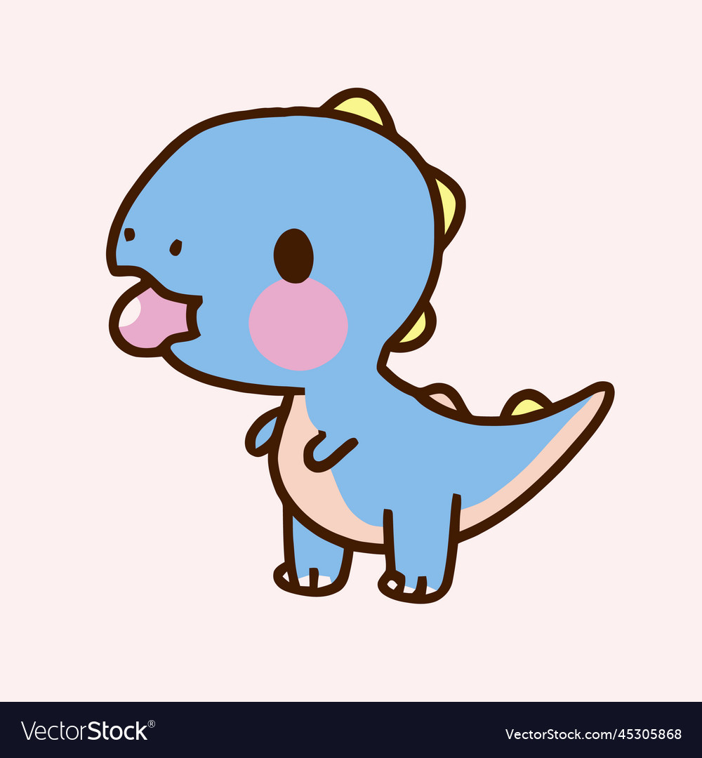 Cute chibi Dinosaur illustration Dinosaur kawaii vector drawing