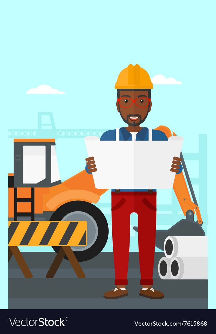 Engineer holding a blueprint Royalty Free Vector Image