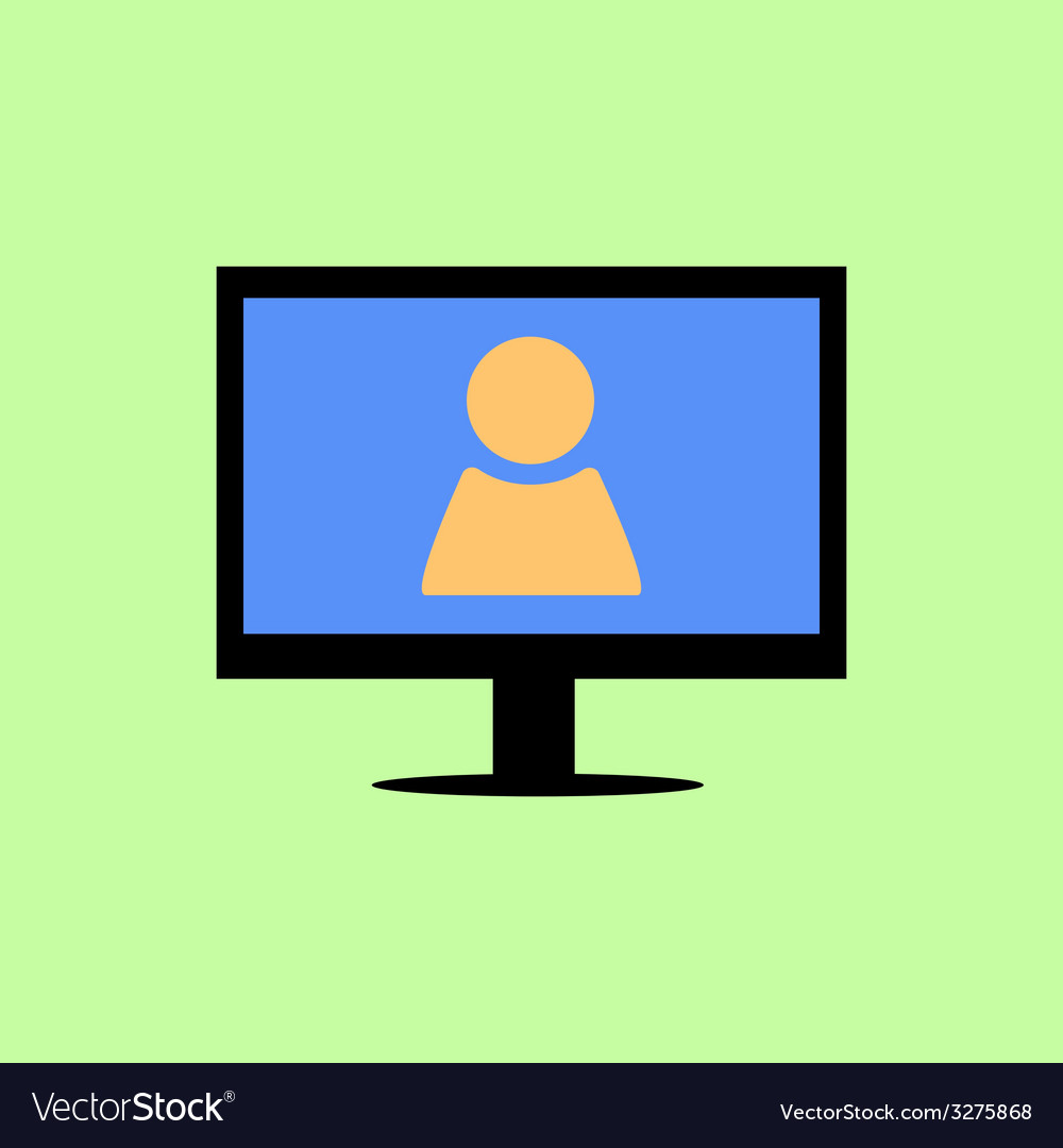 Flat style computer with person sign