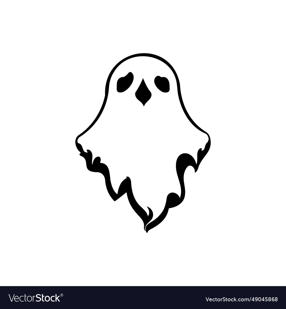 Ghost icon hand draw black halloween colour logo