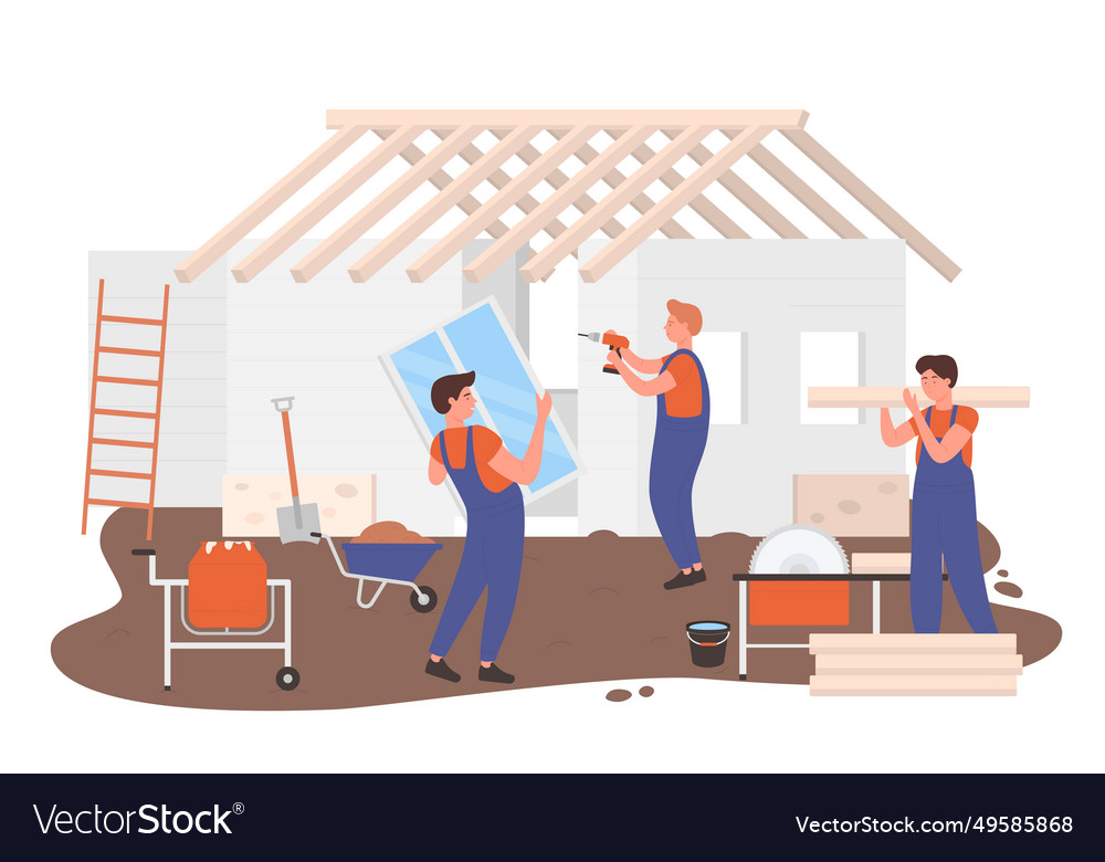 House building architectural construction Vector Image