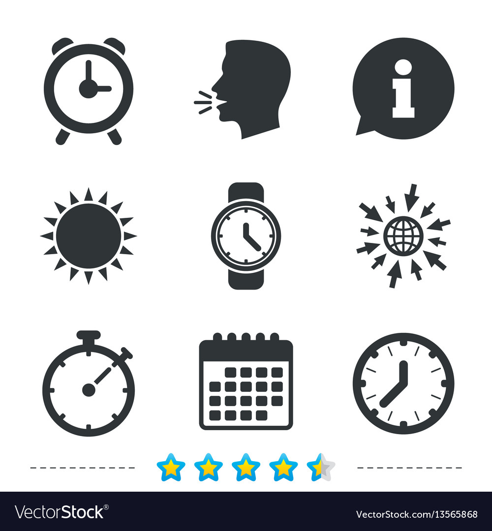 Mechanical clock time icons stopwatch timer vector image Mechanical clock time icons stopwatch timer