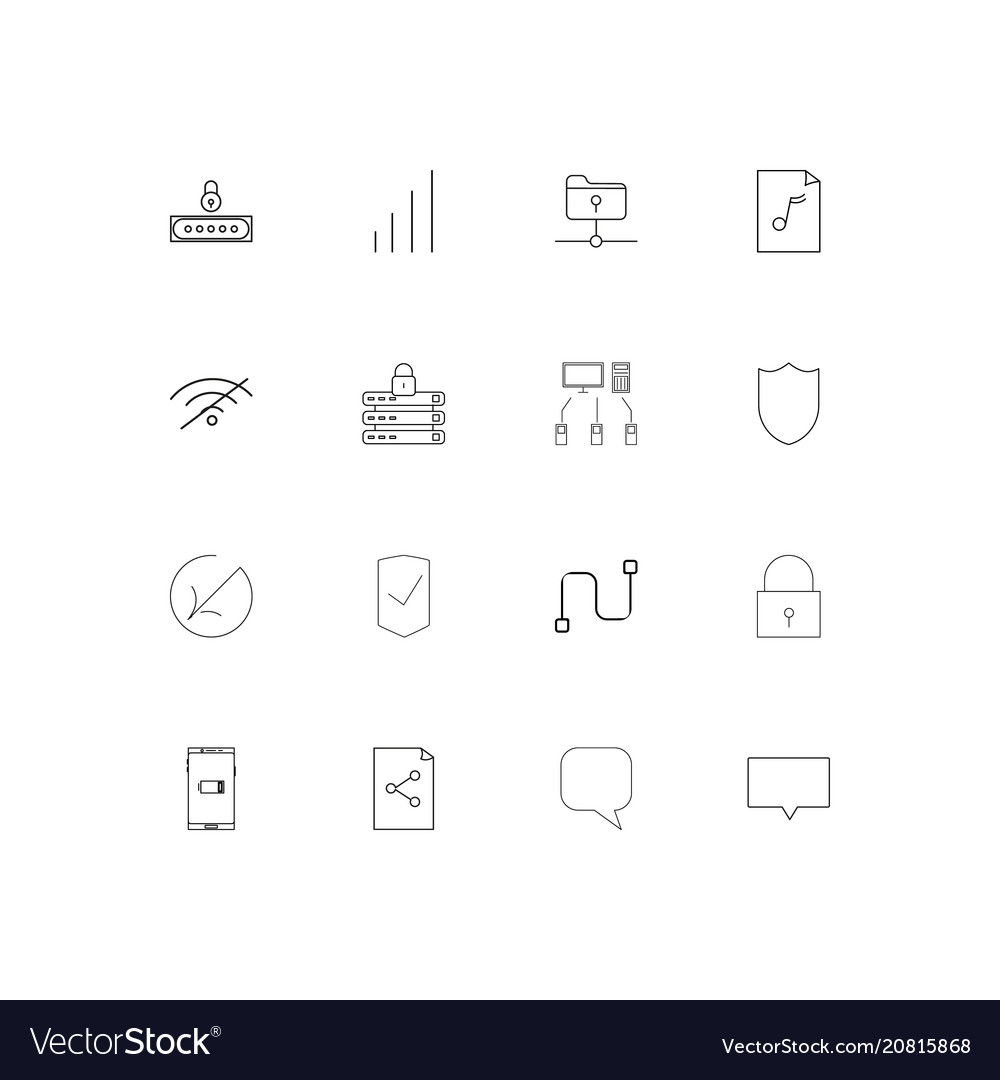Netzwerk und Datenbank lineare dünne Symbole Set