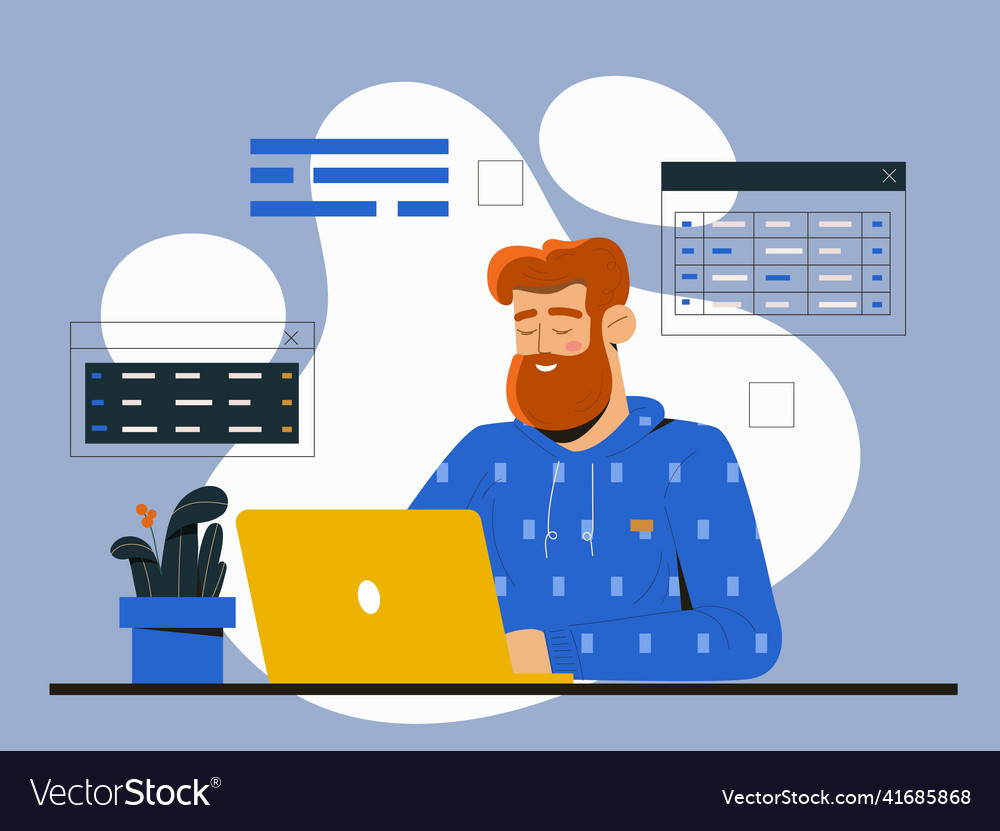 Programmer with laptop
