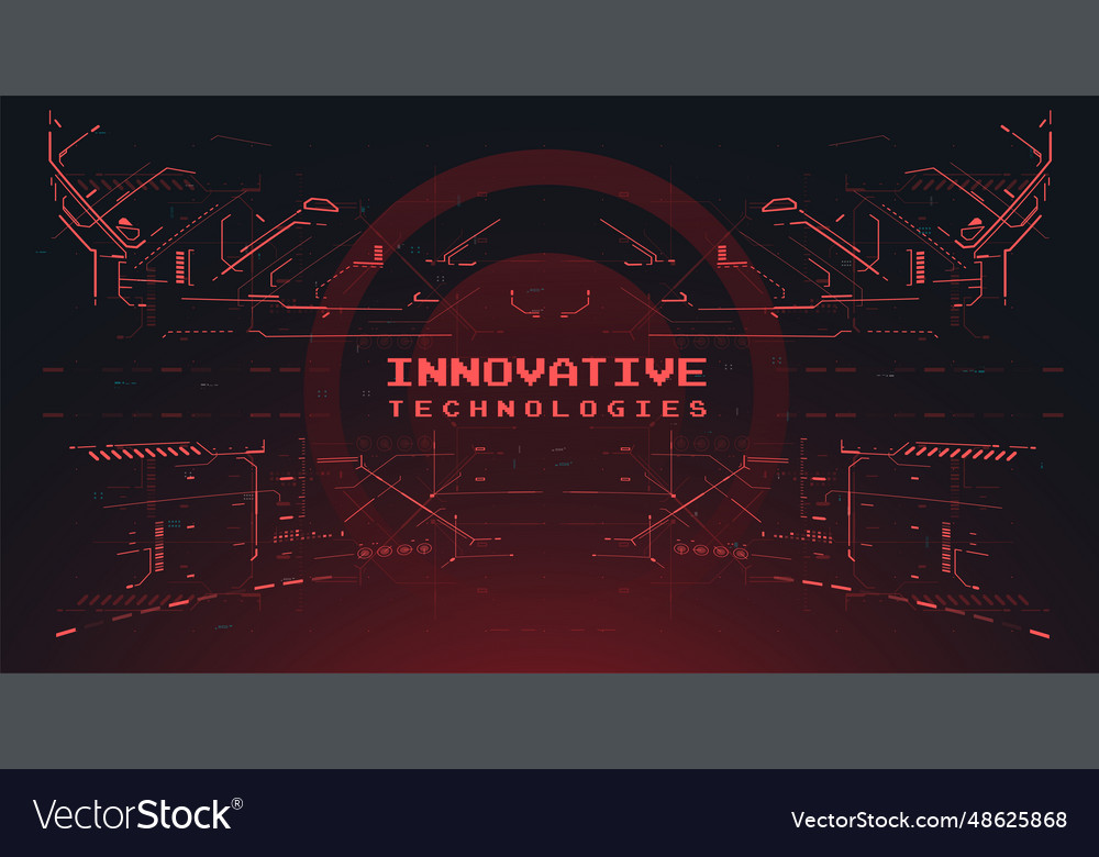 Red futuristic vr display abstract tech space hud