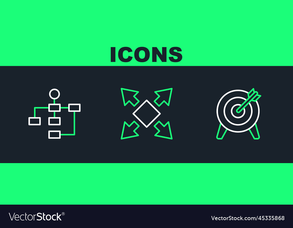 Set line target hierarchy organogram chart vector image Set line target hierarchy organogram chart