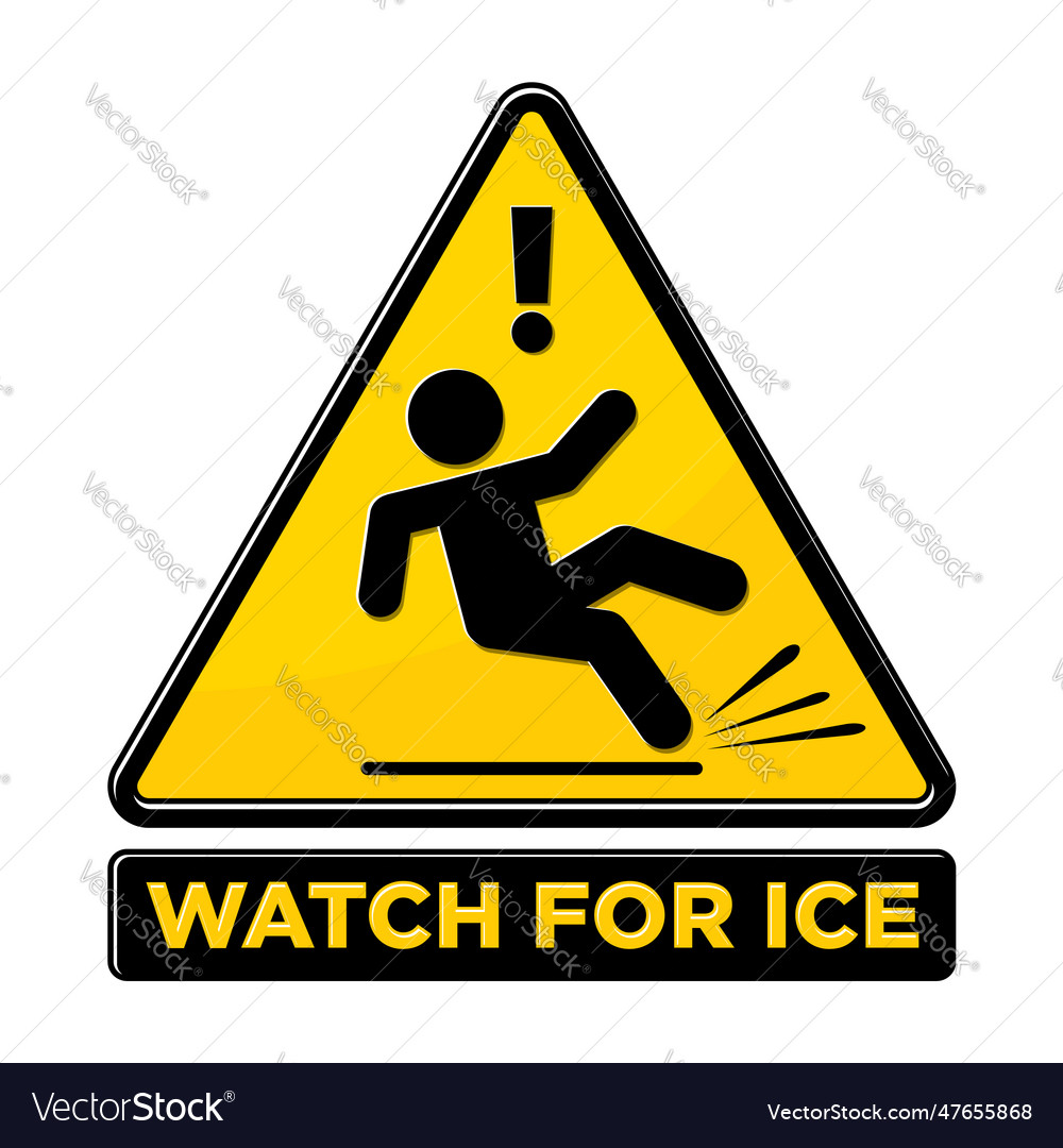 Slippery ice warning sign Royalty Free Vector Image