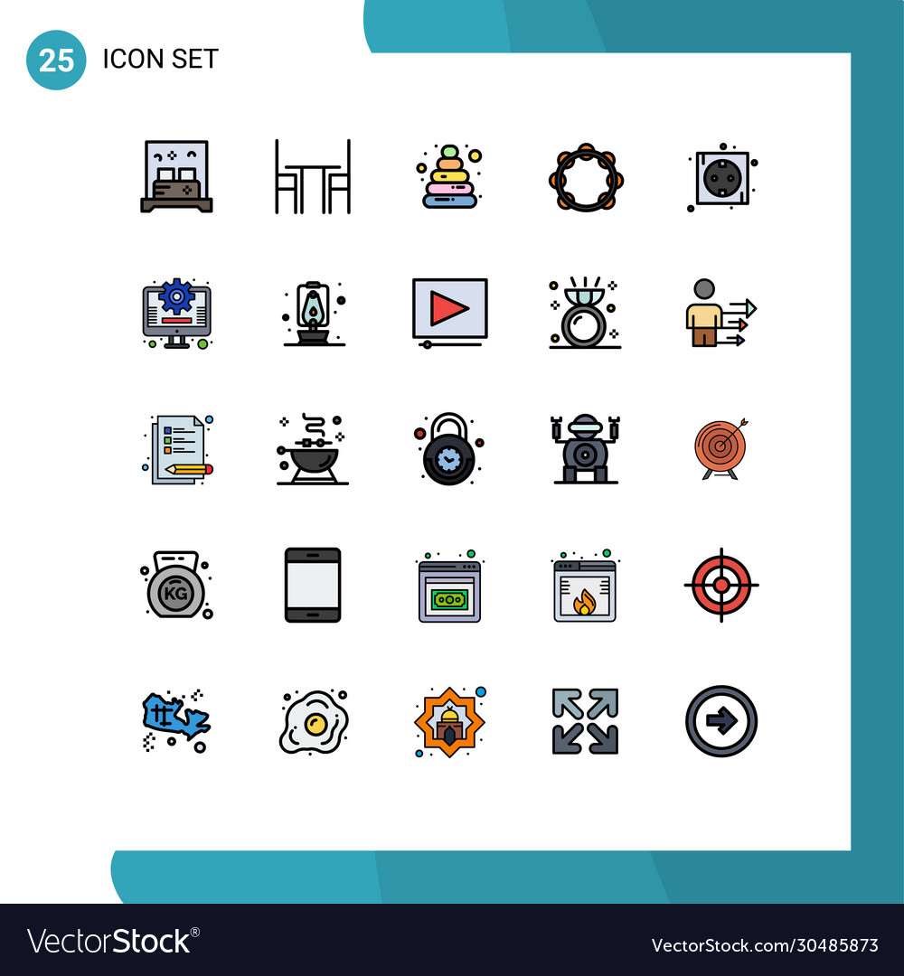 25 user interface filled line flat color pack