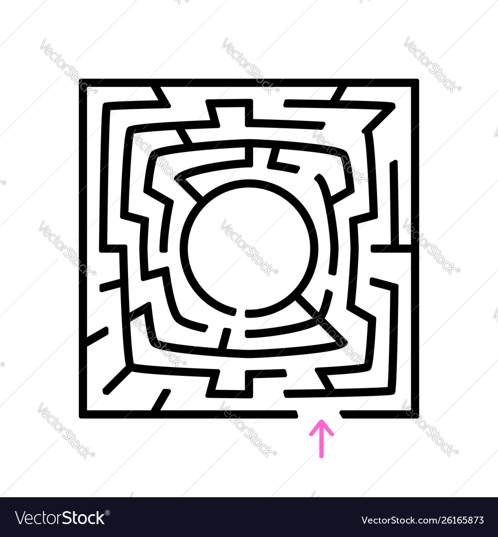 A square labyrinth with circular center vector image A square labyrinth with circular center