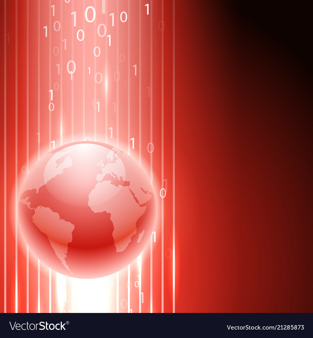 Abstract Red Globe with Binary Code