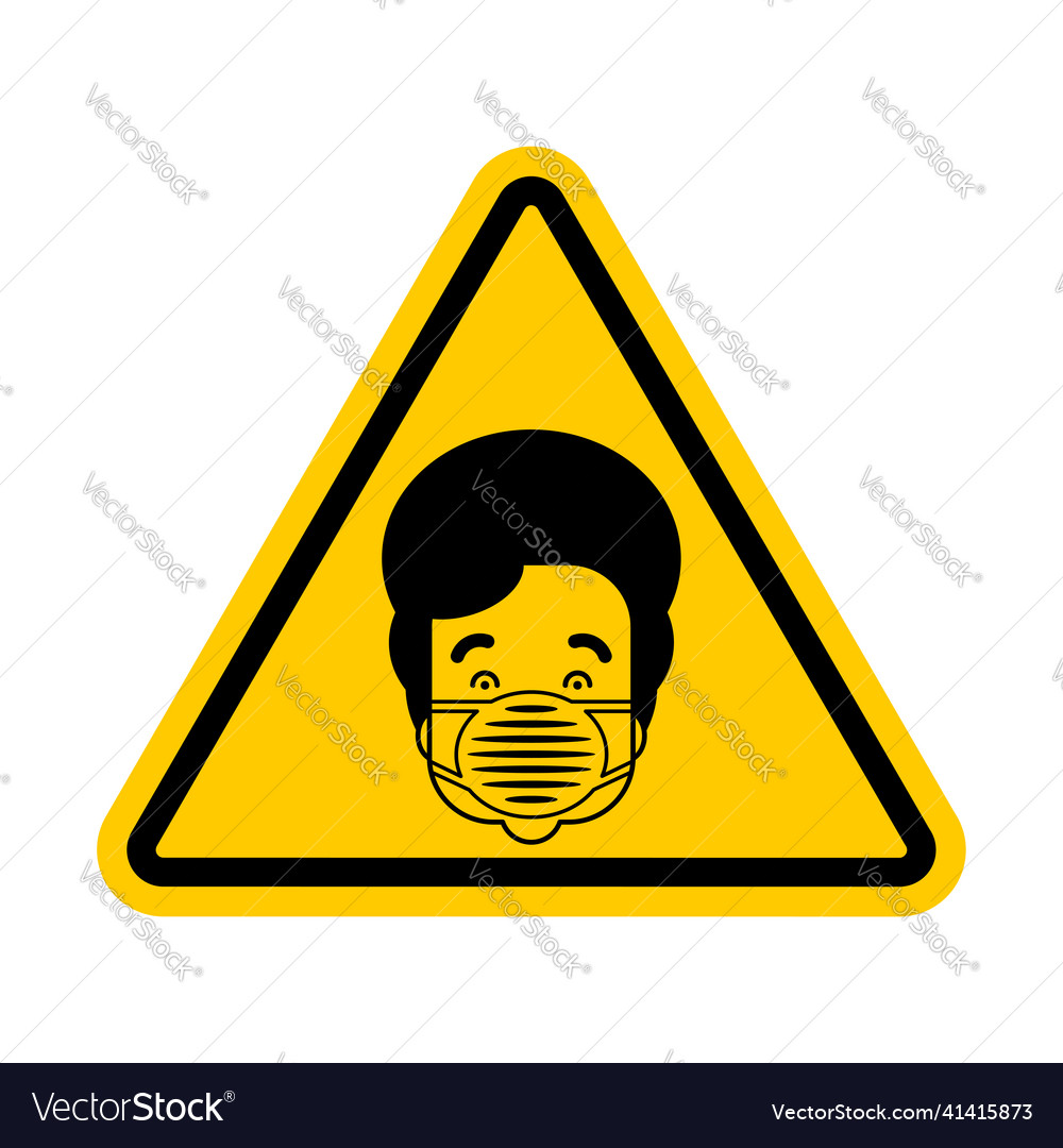 Attention coronavirus warning yellow road sign vector image Attention coronavirus warning yellow road sign
