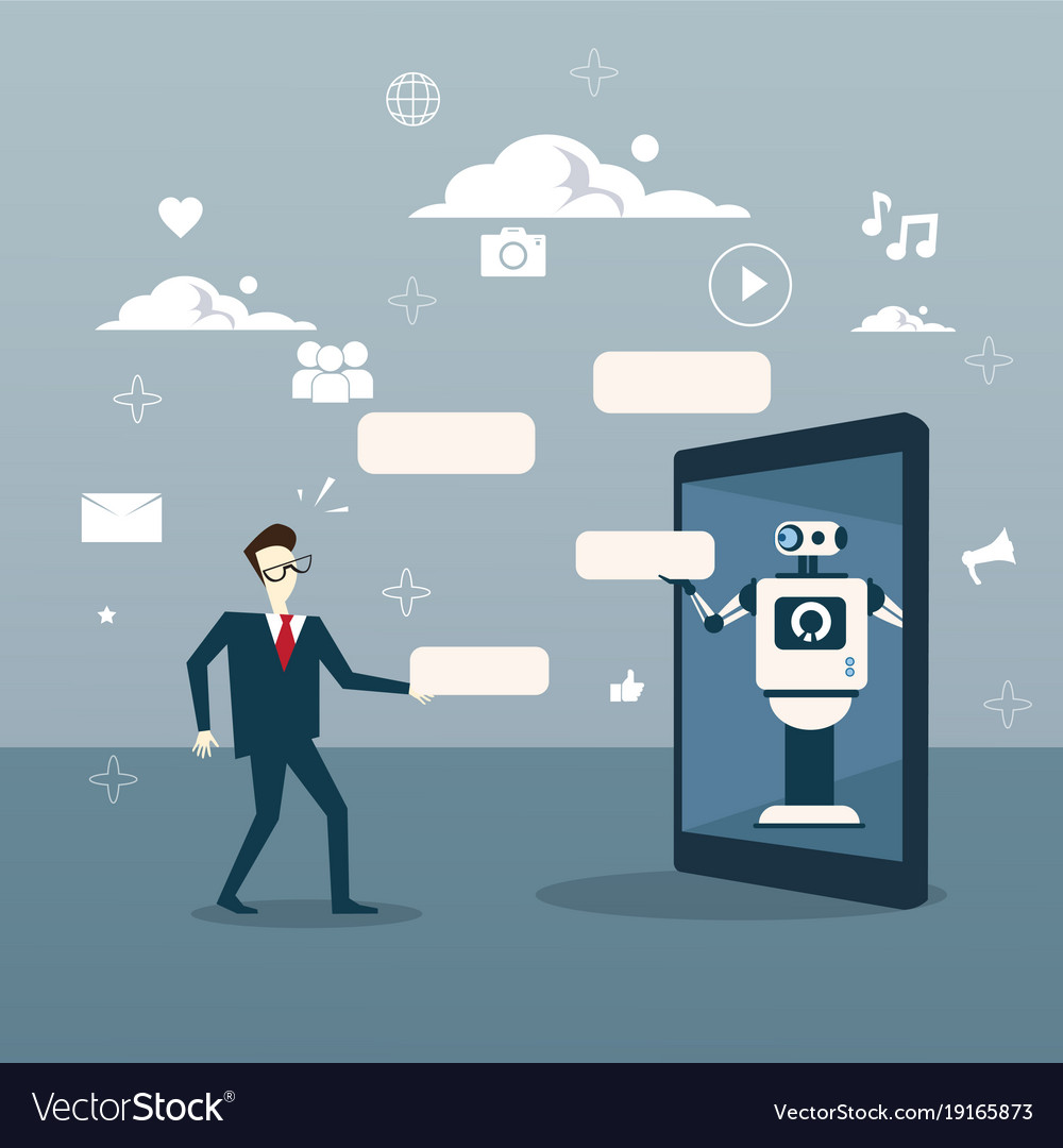 Chatbot concept man communication with chat bot