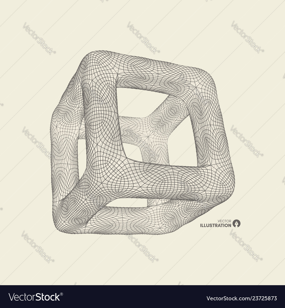 Cube connection structure 3d grid design vector image Cube connection structure 3d grid design