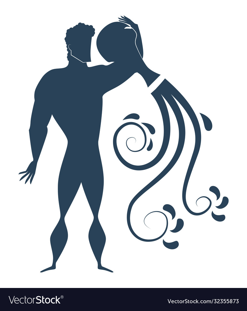 Dark blue zodiac sign aquarius depicting a strong