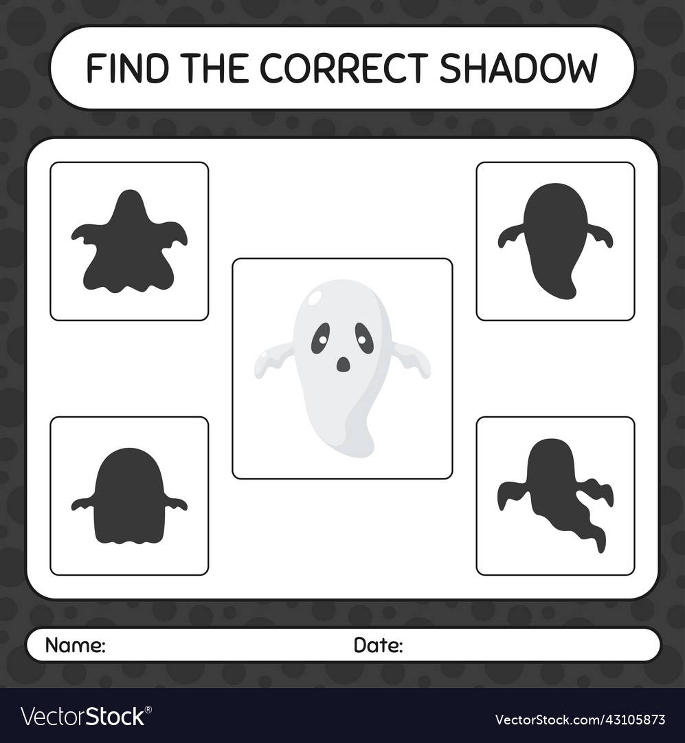 Find the correct shadows game with ghost vector image Find the correct shadows game with ghost