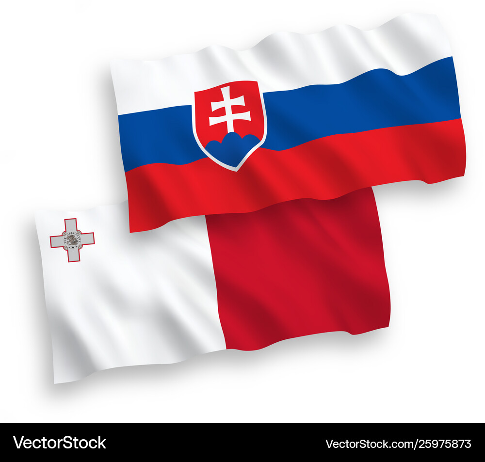 Flags malta and slovakia on a white background Vector Image