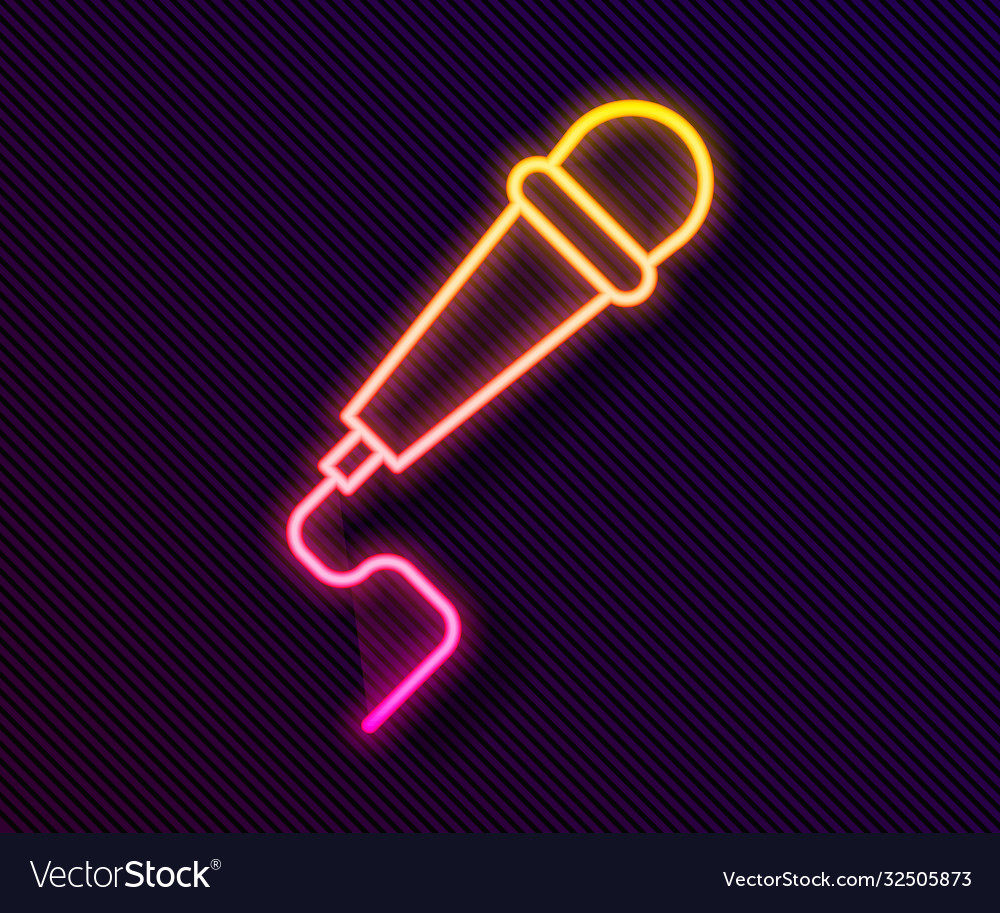 Glowing neon line microphone icon isolated Vector Image