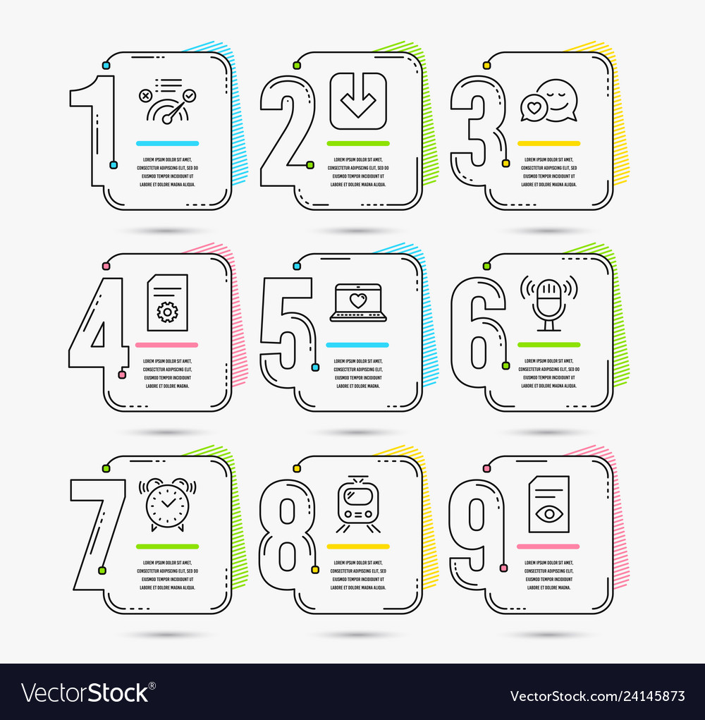 Infographic template with numbers 9 options set vector image Infographic template with numbers 9 options set