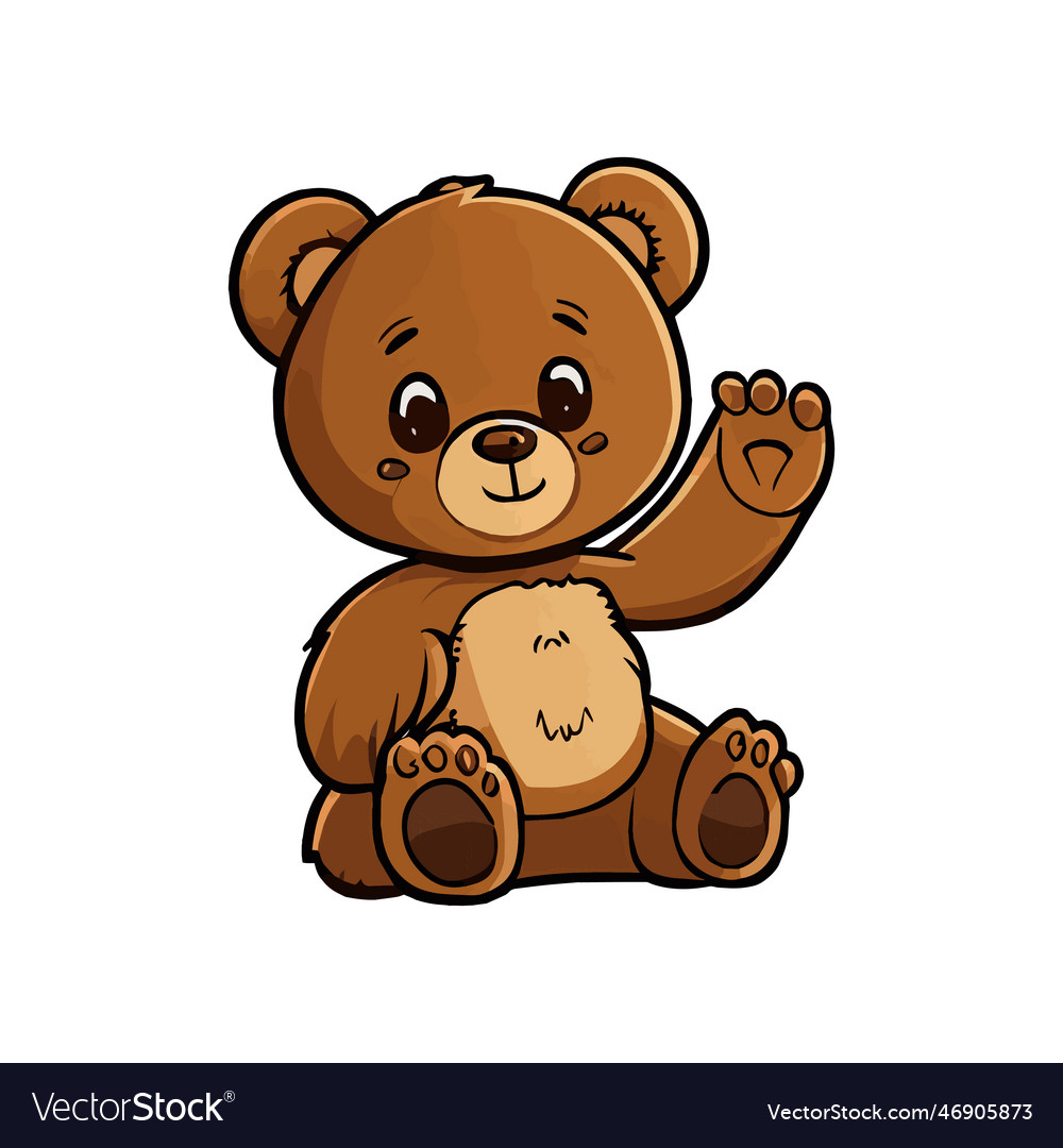 Little cute bear doll sitting on the ground