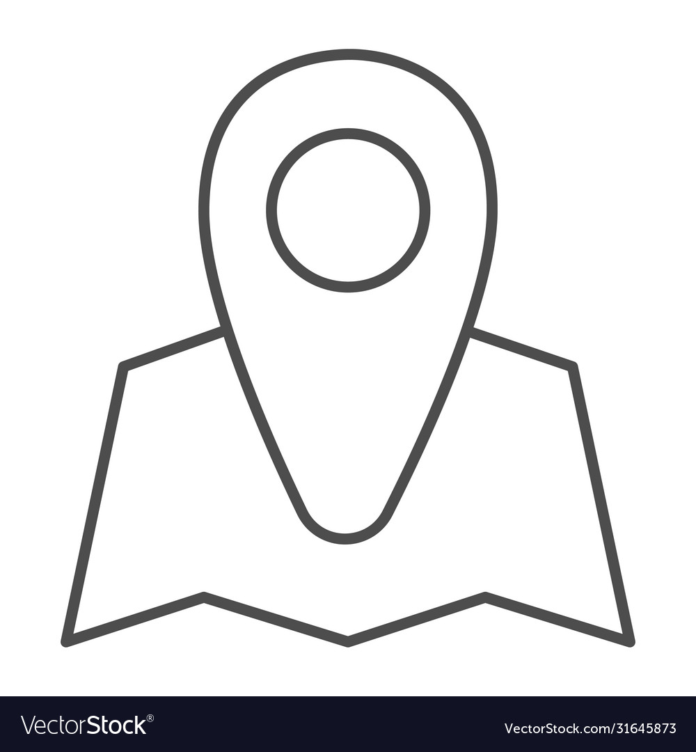 Map with pointer thin line icon travel concept