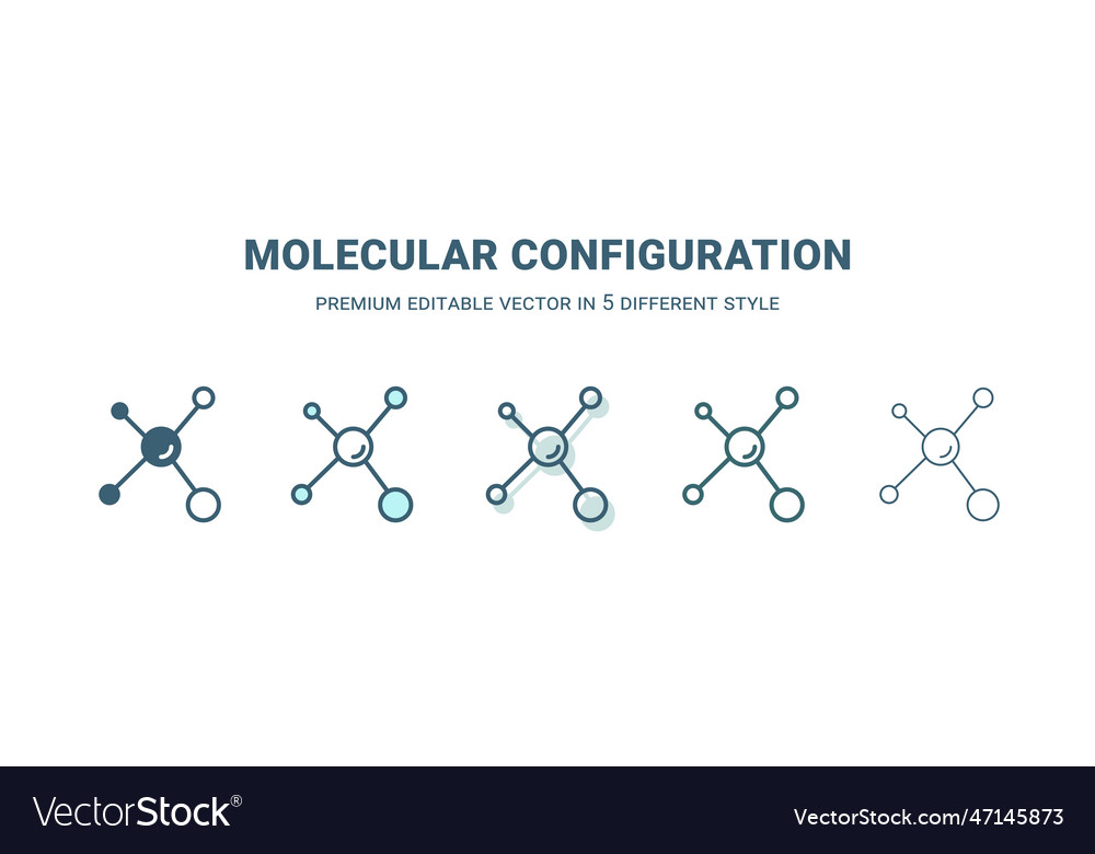 Molecular configuration icon in 5 different style vector image Molecular configuration icon in 5 different style